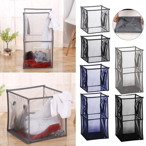 

portable mesh laundry box bin foldable with handle storage holder laundry basket dirty clothes organizer toys storage box