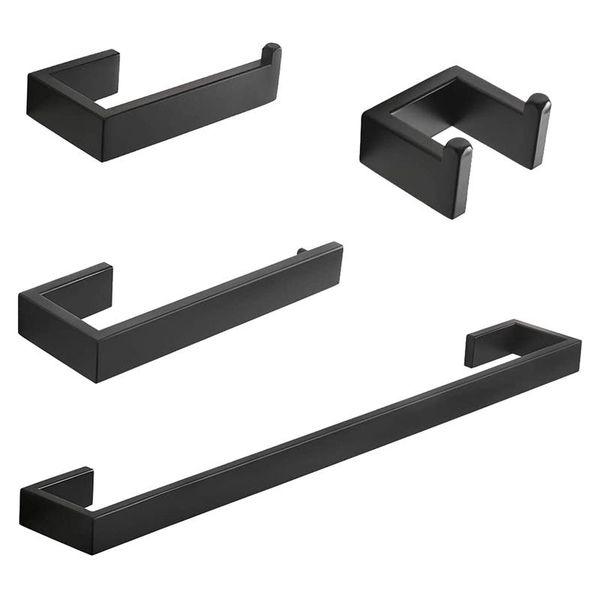 

towel racks 4-piece bathroom hardware accessories set bar rack paper hook-black