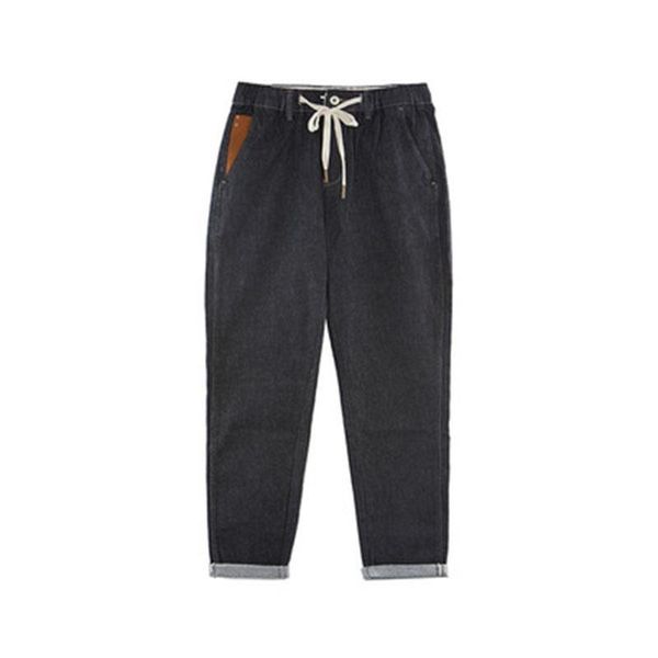 

men's jeans 2021 fashion brand drawstring loose straight casual pants, Blue