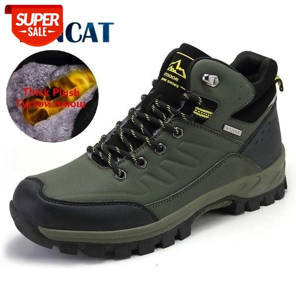 

brand winter men's boots warm men's snow boots leather waterproof men sneakers outdoor men hiking work shoes #a407