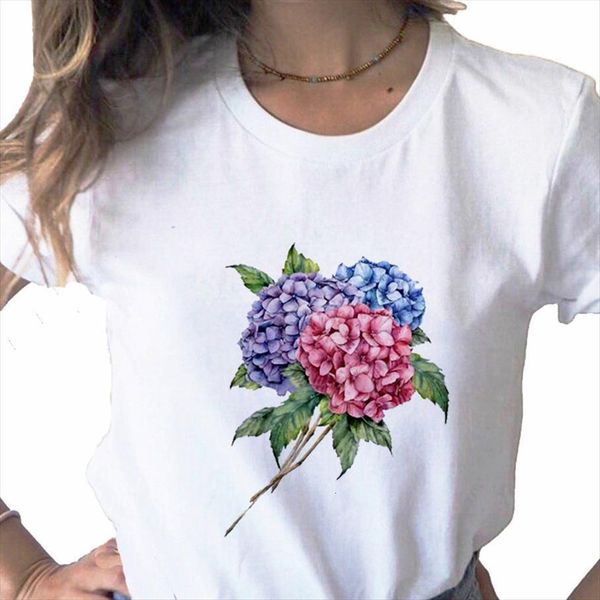 

summer kawaii flowers print women t shirt casual basis o collar white short sleeve shirt,drop ship