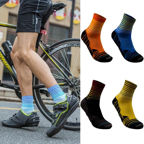 

men cotton professional sports socks 2021 stripe print outdoor running cycling smell proof tube sock breathable non-slip 1 pair, Black