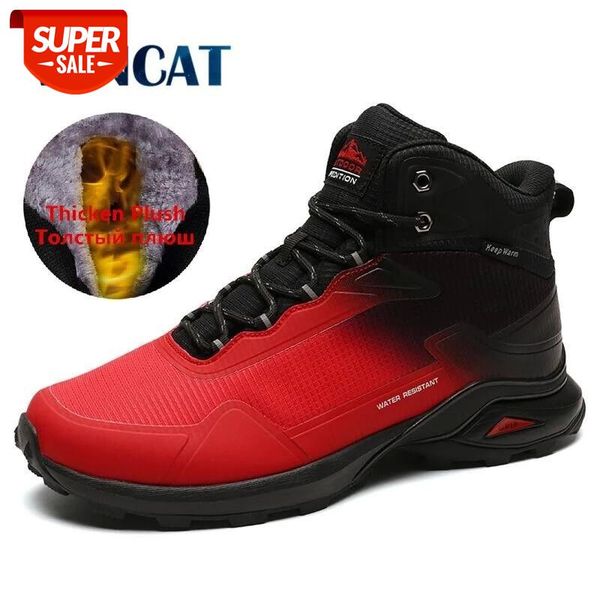 

brand men boots warm plush snow boots outdoor non-slip hiking high-waterproof sneakers men's winter size 40-48 #6e8a