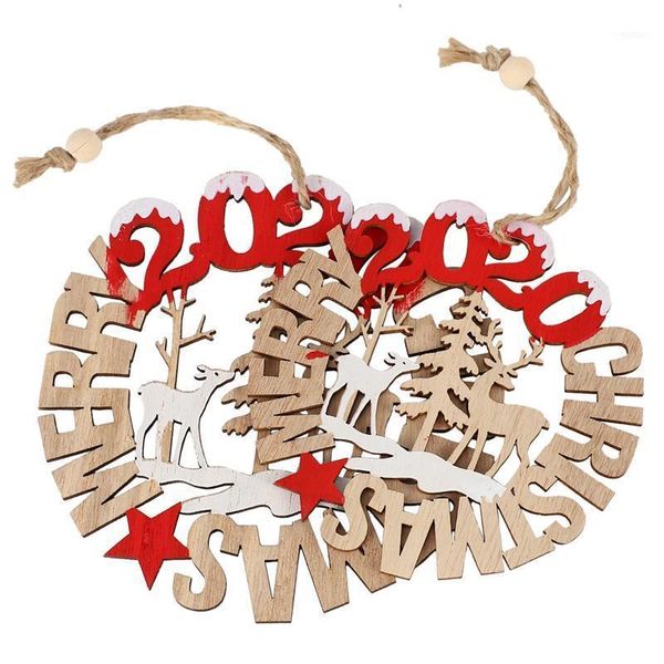 

christmas decorations af88 -2pcs year ornament wooden hanging pendants for home decoration xmas tree orna1