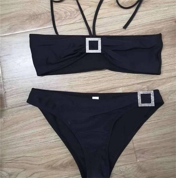

shiny crystal letter bikini summer push up halter swimwear new style beachwear for women fashion swimsuits g21