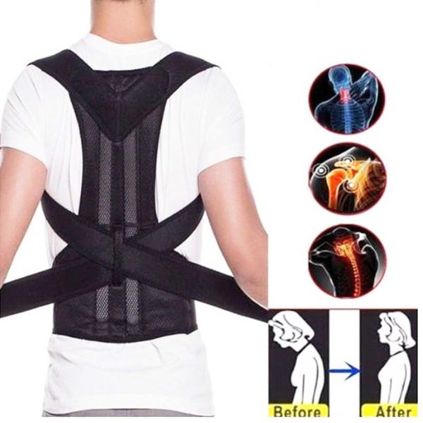 

back support posture corrector brace clavicle sslouching and hunching adjustable trainer unisex, Black;blue