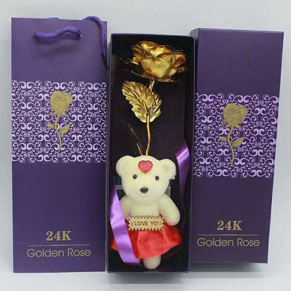 

souvenir gold leaf rose purple valentine's day gift for girlfriend