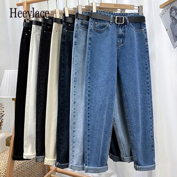 

women's jeans woman high waist wide leg denim clothing streetwear vintage quality 2021 fashion harajuku straight harem pants, Blue