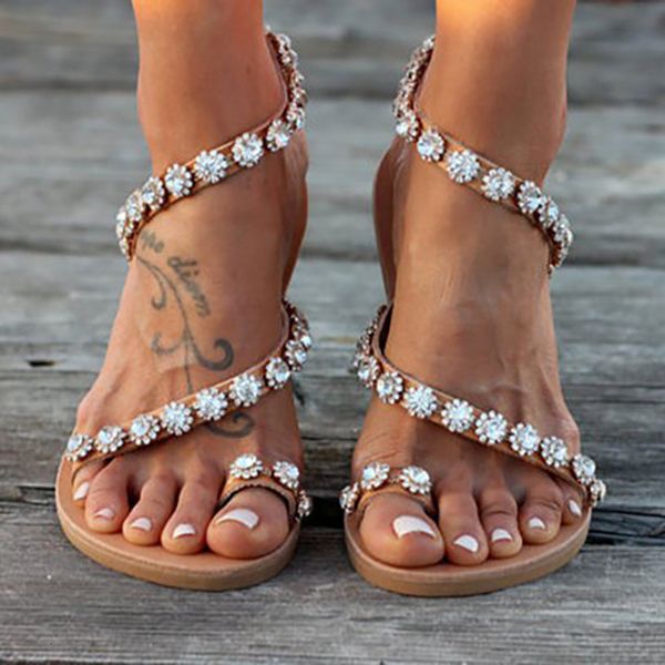 

women's bling crystal summer shoes beach sandals plus size flip flops soft ladies'shoes femalesandals gqx4, Black