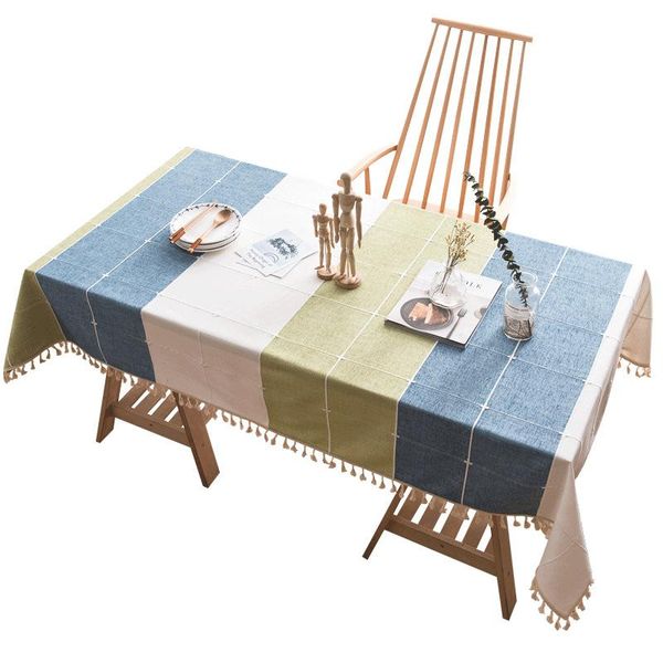 

table cloth small fresh restaurant striped checkered tablecloth cotton and linen tassel simple modern coffee dining