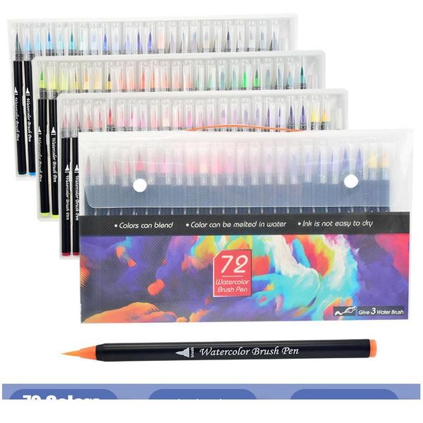 

watercolor brush pen markery manga copic markers 20/24/48/72 colored art markers sketchbooks for drawing stationery jllwpx