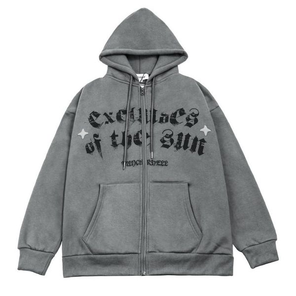 

men's hoodies & sweatshirts erenejian fashion vintage printed hi street oversized hip hop cardigans streetwear retro sweatshirt outerwe, Black