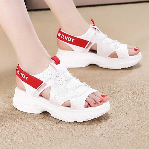

dress shoes woman's sport wedges sandals 2021 breathable slip on ladies fashion thick bottom women summer platform flats, Black