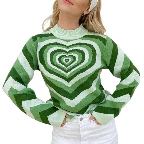 

women's sweaters classic knitted sweater warm half high collar retro heart print women knitwear for home, White;black