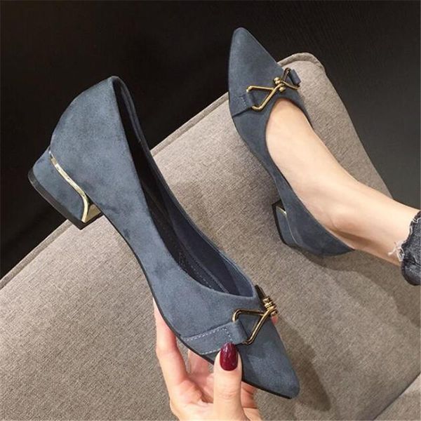 

women's shoes thick heel pointed toe shoes women spring and autumn all-match fashion women's low heel, Black