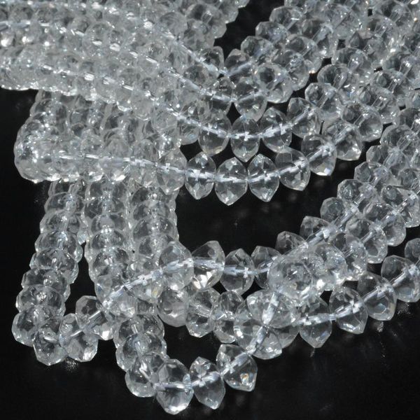 

natural clean quartz sharp faceted rondelle beads 6x10mm