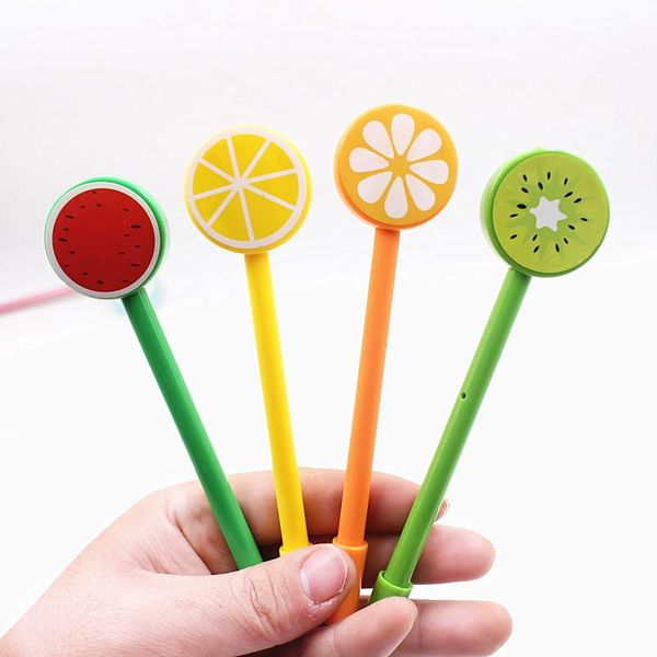 Jel Pens 4pcs 0.5mm Koreli kişilik meyve lolipops kalem yazma kırtasiye çocuklar için hediye ofis okul malzemeleri
