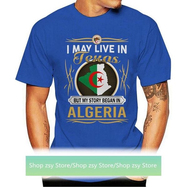

women's t-shirt i may live in texas but my story began algeria t shirt, White