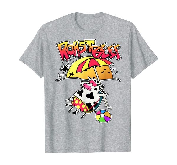 

roast beef beach things funny sunbathing cow t-shirt, White;black