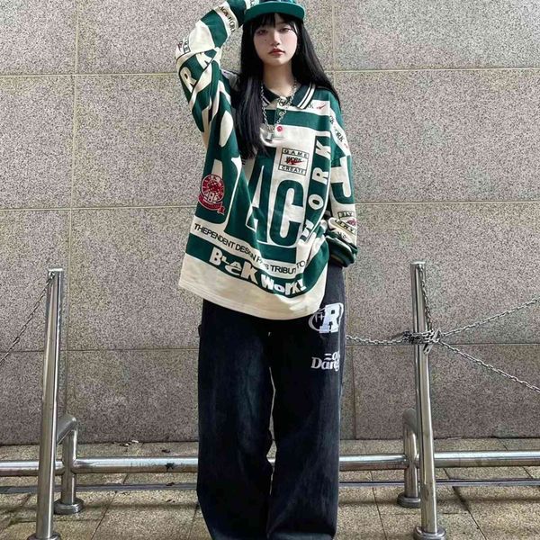 

men's vintage loose t-shirt, long sve sweater, fashion coat, green sweatshirt, m-2xl, 2021, Black