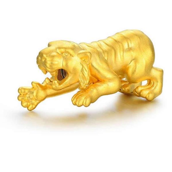 

charm bracelets pure 999 24k yellow gold bracelet 3d tiger, Golden;silver