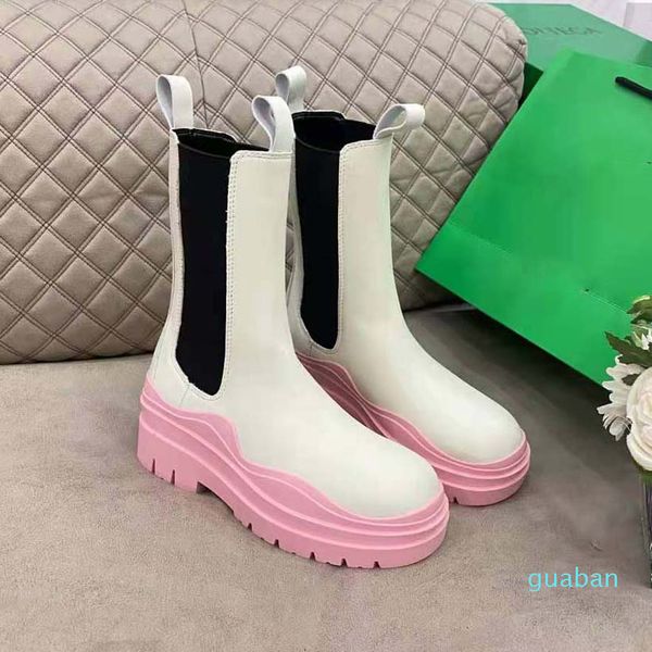 

womens designer boots leather martin ankle chaelsea boot fashion non-slip wave colored rubber outsole elastic webbing 6225, Black