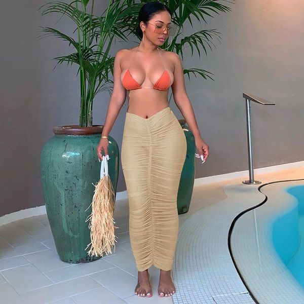 

skirts dpsde 2021 spring women street fashion fai maiden style long skirt elastic pure color ankle-length, Black