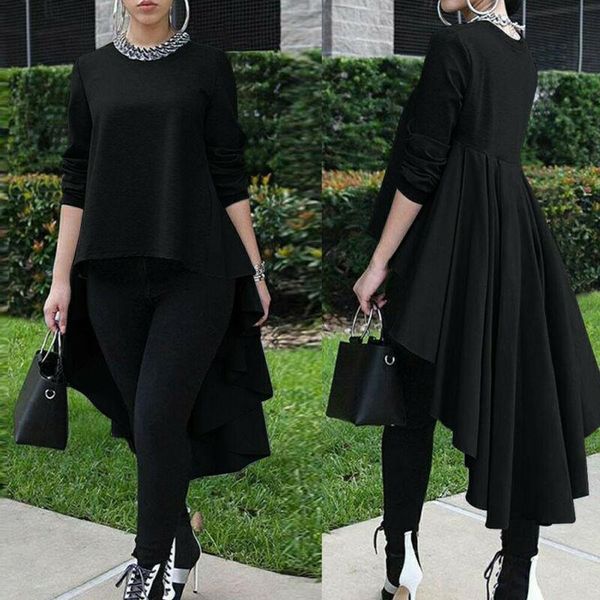 

women long sleeve tshirt tees asymmetrical sleeve waterfall t-shirts women long pleated t shirt for women, White