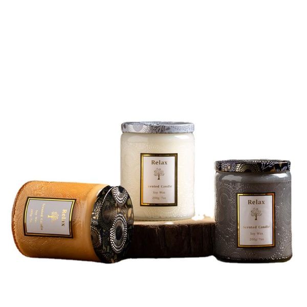 

candles 1pcs relief glass romantic fragrance soy wax scented festival gift velas decorativas hogar decoration