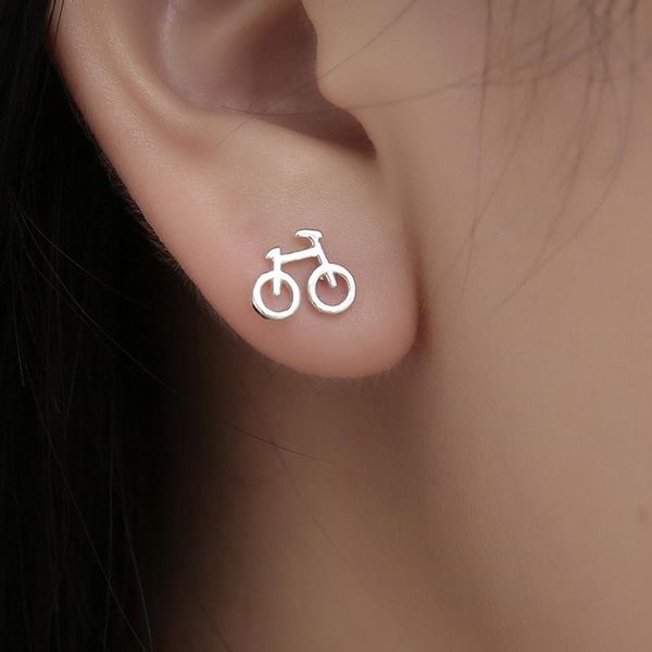 

stud lovely color earrings biker cute tiny bike bicycle earring for women friend creative gifts ear jewelry, Golden;silver