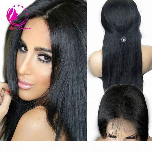 

malaysian silk base full lace wig bleached knots 4"x4" swiss lace glueless silk lace front wig baby hair for blac, Black;brown