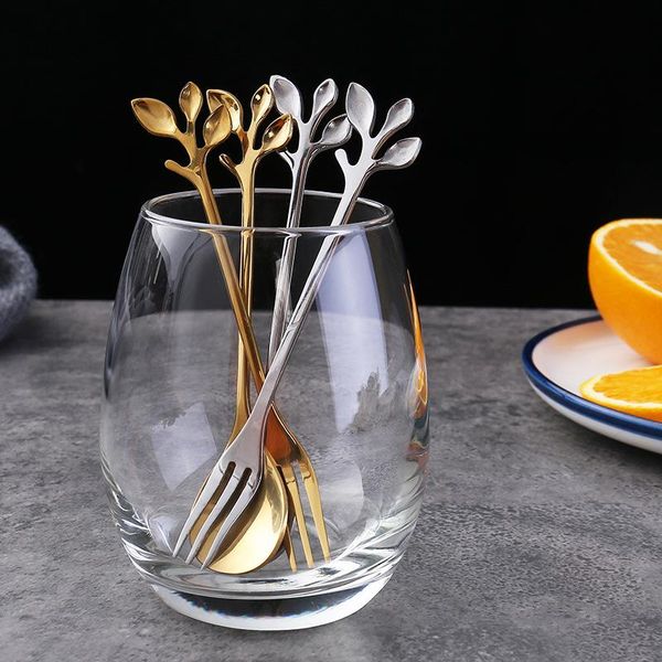 

spoons household creative leaf coffee stirring spoon stainless steel cutlery gift accessories accompanying gifts