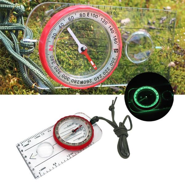 

outdoor portable hiking camping ruler map magnifier liquid filled survival multifunction compass equipment#p4