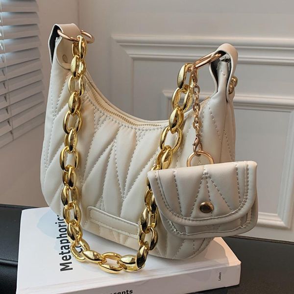 

evening bags gold thick chain armpit shoulder for women soft pu leather designer brand underarm totes handbags female purses sac a main