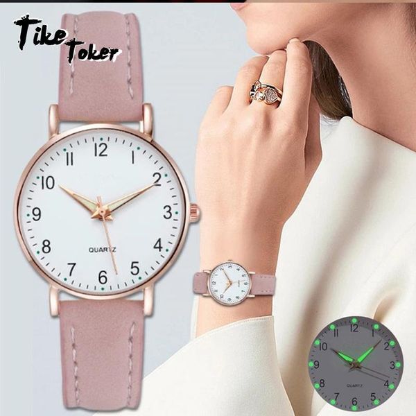 

wristwatches tike toker 2021 watch women fashion casual leather belt watches simple ladies' small dial quartz clock dress, Slivery;brown