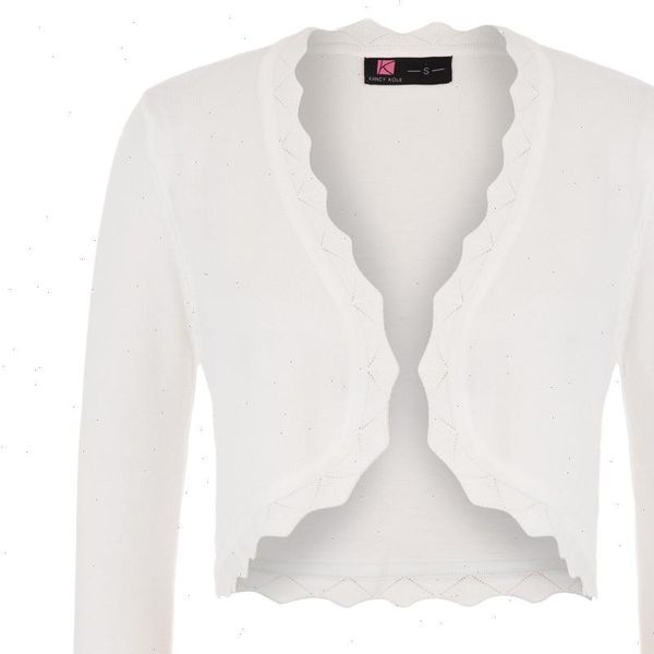 

coat jacket women ladies vintage party evening 3 4 sleeve open front croppedbolero shrug solid knitting cardigan knitwear, White;black