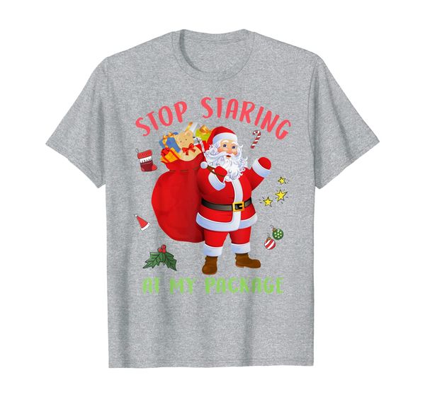 

funny sstaring at my package xmas costume santa gifts t-shirt, White;black