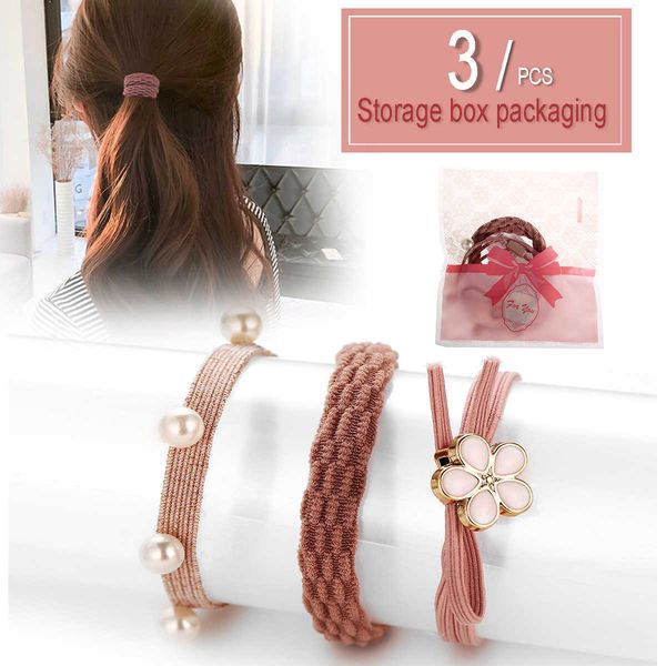 

6181 flower women's hairband set creative simple 3-piece hair binding elastic band hair rope