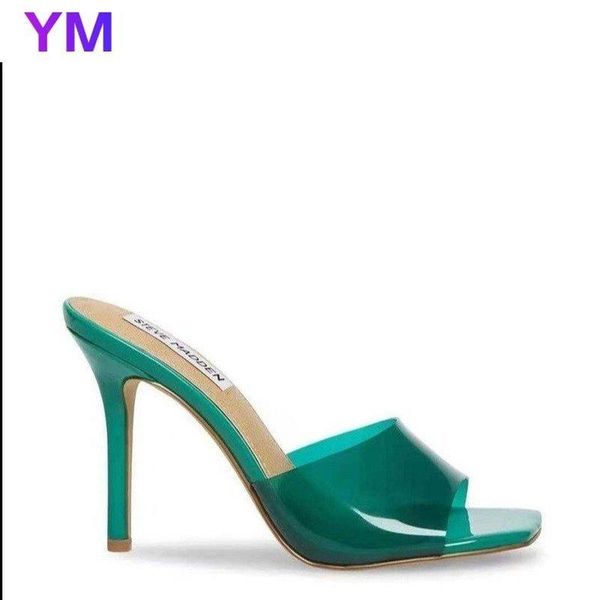 

sandals summer cozy soft pu leather women high heel mules slippers fashion outdoor party dress ladies shoes zapatillas de casa, Black