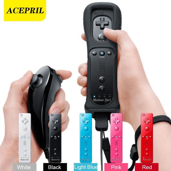 

acepril for wii 2 in 1 set wireless bluetooth joystick remote controller sync gamepad nunchuck built-in motion plus