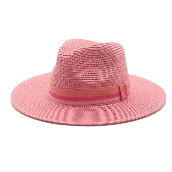 

wide brim hats summer women men ribbon band green red sun khaki black white protection casual outdoor beach straw, Blue;gray