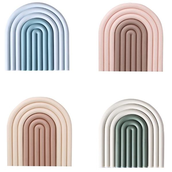 

mats & pads 4pcs insulation pad silicone anti-scalding table mat rainbow placemat household bowl and plate