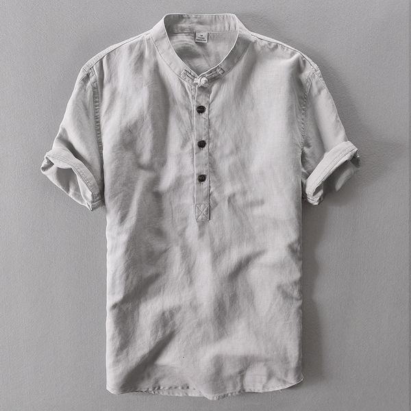 

2021 new moda vero gola manga curta de linho camisas dos homens do algodo t bordado fresco respirvel casual camisetas q2jy, White;black