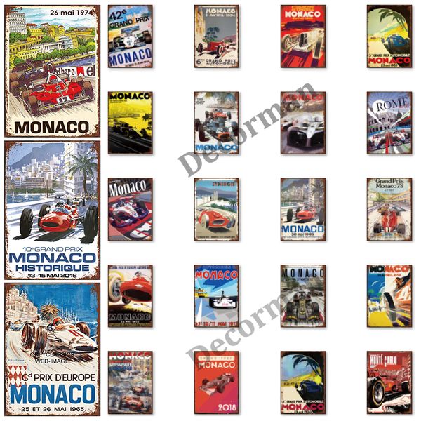 

monaco car racing vintage metal sign home decor bar wall art painting 20*30 cm size lat-1742
