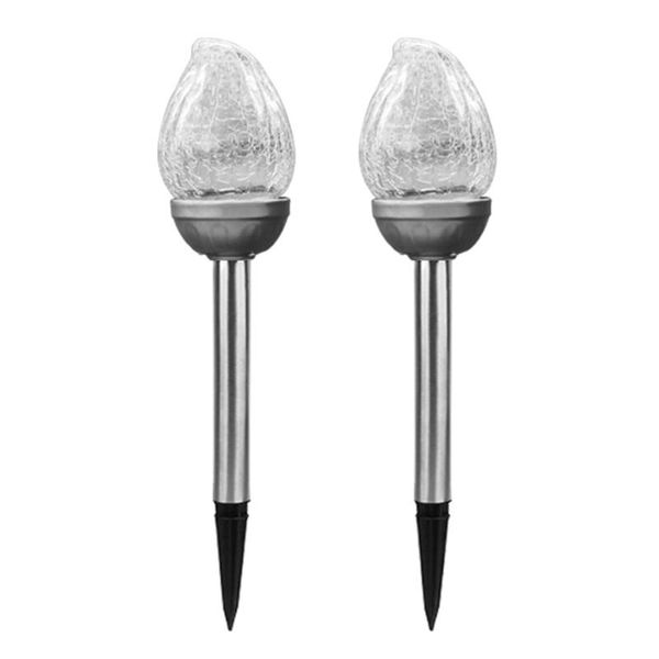 

2pcs spike solar led crackle lawn light stable performance no heating safety peach bulb outdoor courtyard garden lamp