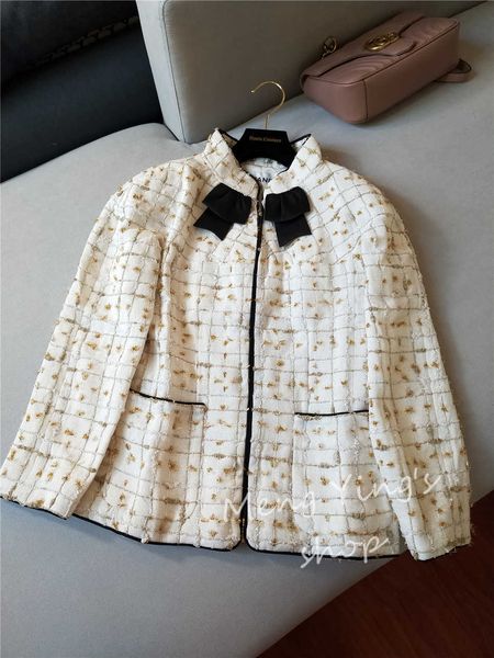 

women's jackets coat of cargo fur bai fu beauty small perfume golden thread woven woman's bow cloth tweed pu99, Black;brown