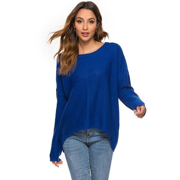 

women's sweaters zxqj autumn big wool knit loose long sleeve oversize sweater o-neck pure color pullover plus size ribbed knited clothi, White;black