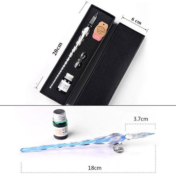 

crystal glass dip pen set non-carbon ink fountain signature writing tools 103e pens