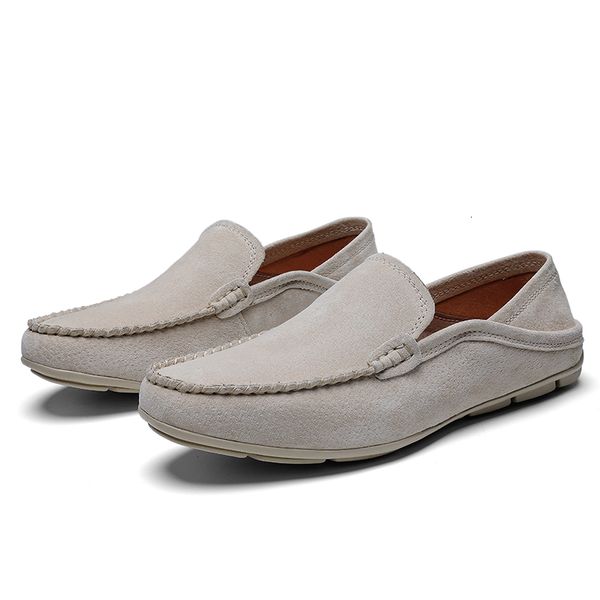 

dress shoes men loafers moccasins spring autumn cow suede flats driving casual fashion wedding footwear t7ao, Black