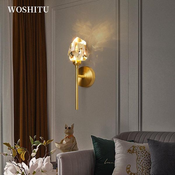 

wall lamp modern led crystal all copper torch lights for bedroom living room corridor home luxury lighting fixture
